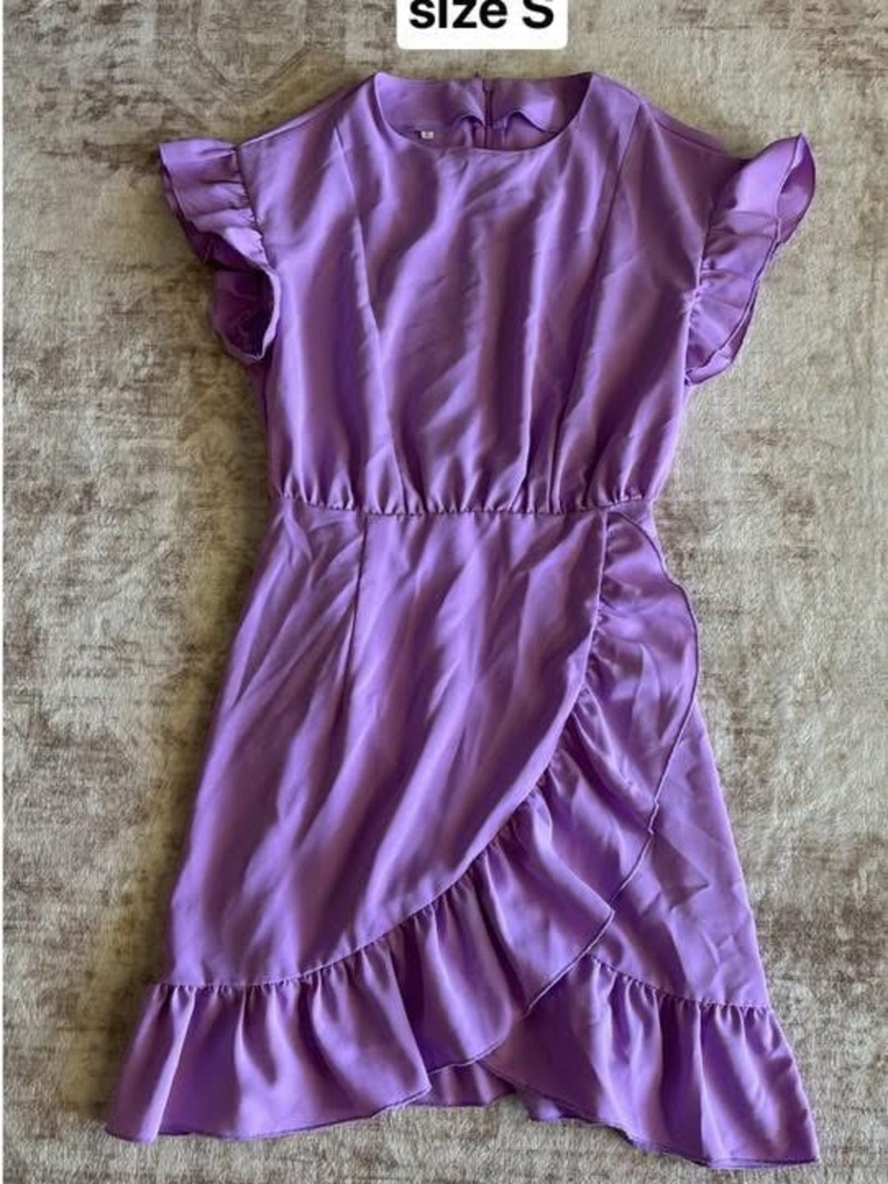 Women’s Purple Ruffle Wrap-Front Dress